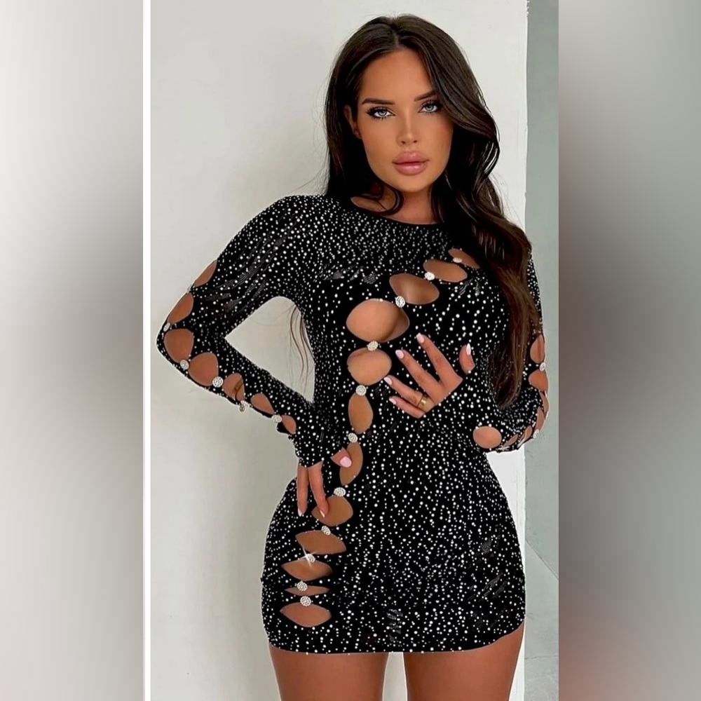 Hot Miami Styles Black and White Cutout Dress